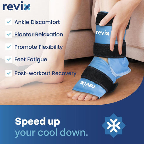 Pack Packs REVIX Ankle Ice Wrap for Foot Pain Relief and Feet Injuries, Reusable Gel Ice Cold for Achilles Tendonitis