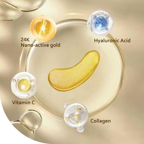 Under Eye Patches (30 Pairs), 24K Gold Under Eye Mask for Puffy Eyes, Dark Circles, and Wrinkles with Collagen