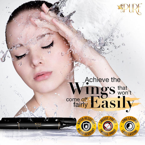 Winged Eyeliner Stamp - 2 Dual Ended Pens for Perfect Cat Eyes, Smudge-Proof, Water-Resistant