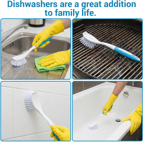 Meyeyaia 20pcs 11 Inch Blue Kitchen Dish Brush Bulk with Anti Slip Handle, Kitchen Bcrub Brush & Dish Brushes