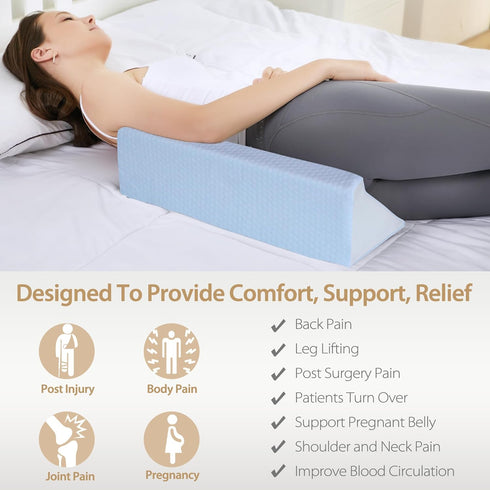 Wedge Pillow for Side Sleeping, Memory Foam Back Pillow Positioners for Side Sleeper, Preventing Bedsores, After