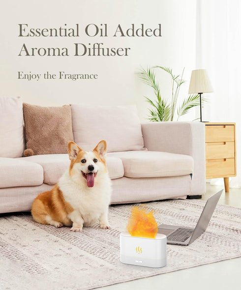 Flame Air Diffuser Humidifier - Upgraded Scent Diffuser for Essential Oils, Ultrasonic Aromatherapy, Auto-off Function