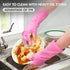 Vgo... 2 Pairs Reusable Household Gloves, Innovative Lined Dishwashing Gloves, Long Sleeves Kitchen Gloves (Violet&Pink)