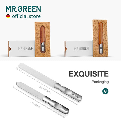 MR.GREEN Long Double Sided Nail Files, Stainless Steel Manicure Pedicure Grooming Tools for Finger Toe Nail Care