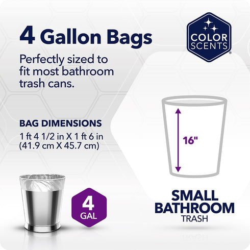 Color Scents Small Trash Bags - 4 Gallon, 60 Bags (1 Pack of 60 Count), Light Blue Bag in Ocean Mist Scent