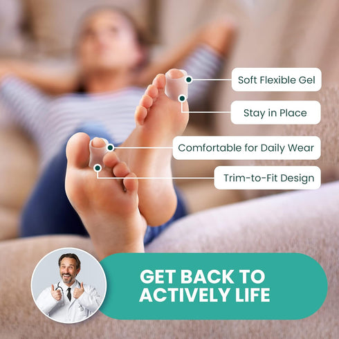 Welnove Toe Protectors – 12-Pack Aloe Vera Infused Silicone Toe Sleeve Covers for Pain Relief