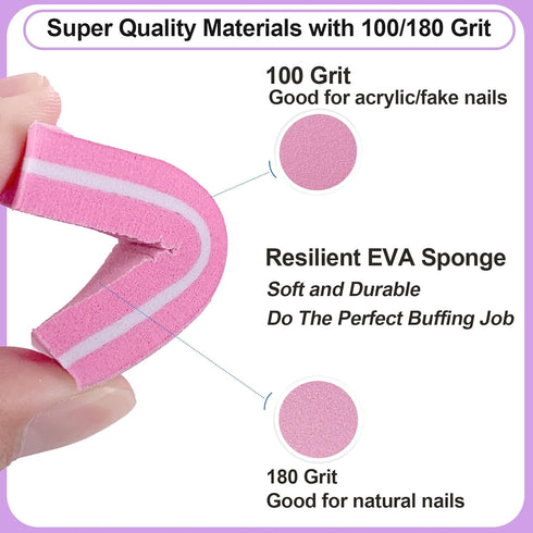Nail File and Buffer Set, 16 Pack Professional Nail Files & Buffers for Natural Nails, 100/180 Grit