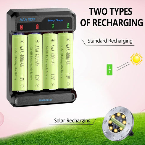 Teneyuuo 1.2V 400mAh 1.2 Lights,8 Packs AAA Ni-MH Rechargable Batteries, Triple A Rechargeable Volt Battery for Solar