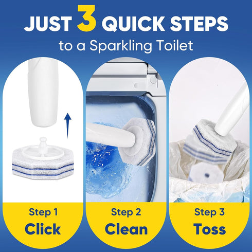 HHXI 90Ct Aromative Toilet Brush Refills, Toilet Bowl Cleaner Refills, Double-Layer Cleaning Pads Added, Disposable