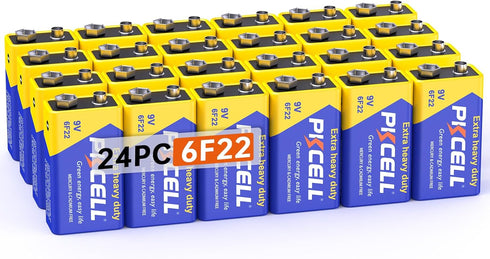 PKCELL 9V Batteries, 24 Pack 9 Volt Batteries Carbon Zinc, 9V Battery for
