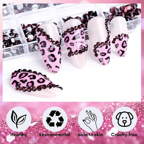 Makartt Dark Purple Rhinestone Nail Charms, Flatback Round Amethyst Crystal Glass Jewels for DIY Nail Art Supplies