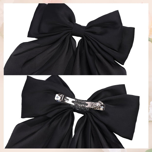 MRJ 4 Pcs Big Hair Ribbons, Silky Satin Hair Bows for Women, Large Hair Clips, Aesthetic Barrettes