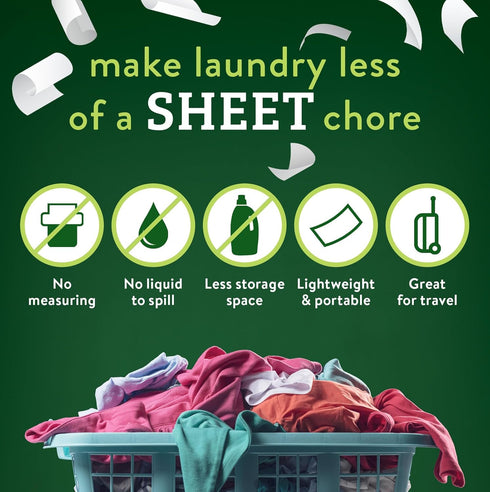 Biokleen Laundry Detergent Sheets, Free & Clear, Hypoallergenic Enzymatic Cleaning, 50 Sheets, 100 Loads