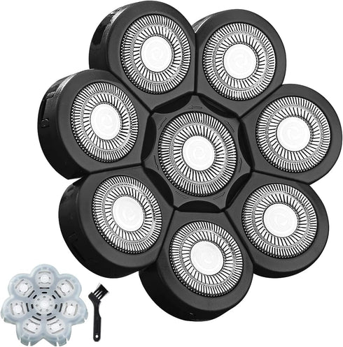 Men's Electric Shaver Replacement Heads, 8D Sharp Stainless Steel Blades - 8 Heads for Electric Rotary Shaver (Black)