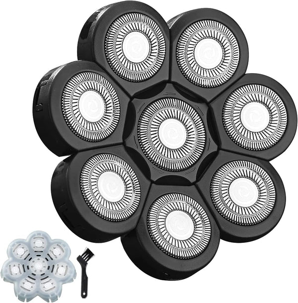 Men's Electric Shaver Replacement Heads, 8D Sharp Stainless Steel Blades - 8 Heads for Electric Rotary Shaver (Black)