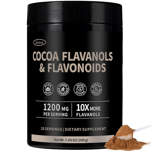 Jkrova High Flavanol Cocoa Powder 10X More Flavanols | 1200mg Cocoa Flavanols &