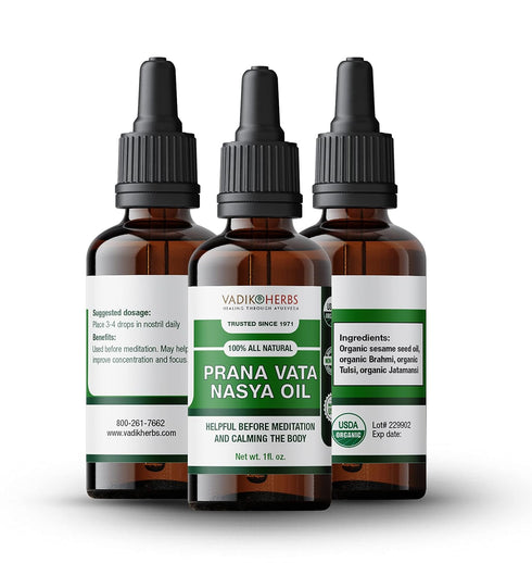 Prana Vata Nasya Oil, Organic Herbal Nasal Drops for Clarity of Mind, 1 Pack