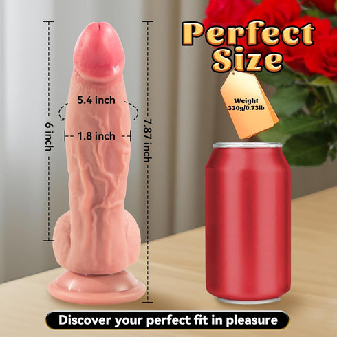 SEAFAS 7.87" Sex Toys Realistic Silicone Dildo with Strong Suction Cup - Curved G-Spot Stimulation, Lifelike Design