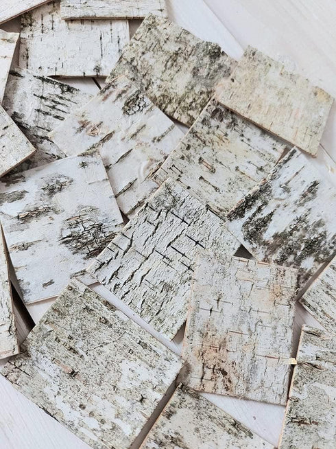30pcs - Natural Birch Bark Sheets 1.96"x2.36" tags for gifts. Product wrapping or decorating.