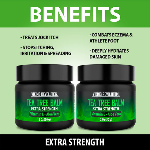Viking Revolution Tea Tree Oil Cream - Super Balm for Athletes Foot, Eczema, and Nail Treatment (2 Ounce)
