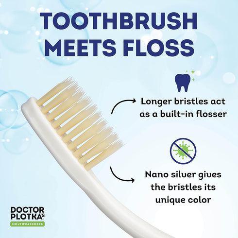 MOUTHWATCHERS Soft Flossing Folding Travel Toothbrush, Blue, Ultra Clean, Good for Sensitive Teeth and Gums, by Dr.