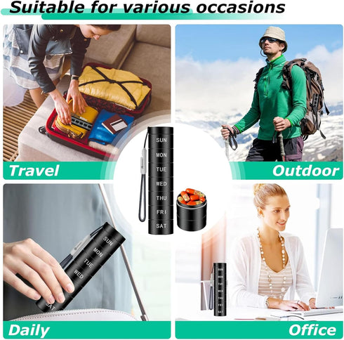 MAOTAO 7 Day Pill Organizer Small Travel Size, Weekly Pill Case with Removable Days, Portable Pill Container Waterproof