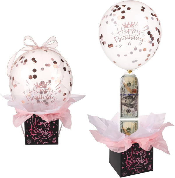 lasuroa Pull Money Balloon Box for Cash Gift, Funny Happy Birthday Surprise Set