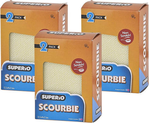 Superio Nylon Cleaning Pad, Dish Scrubbers, Multi Surface Scratch- Free Scour Sponge for stainless steel, copper cookware, china, dishes and plasticware (6) by Superio