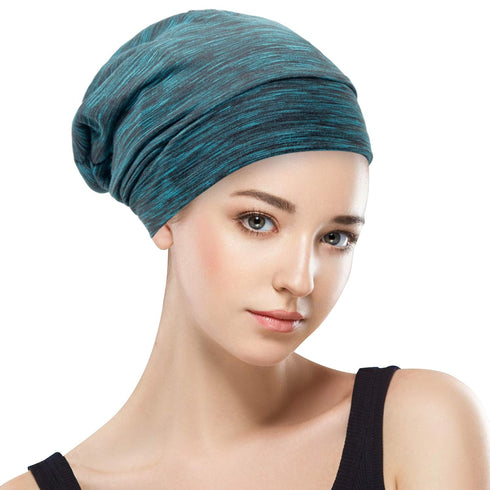 Silk Satin Lined Bonnet Sleep Cap, Adjustable Stay on All Night Hair Wrap Cover for Curly Hair Protection, Heather Lake