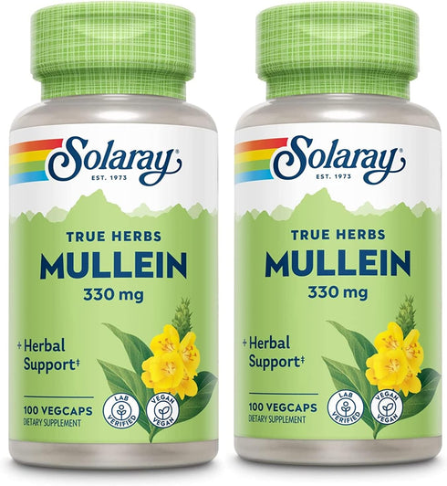 SOLARAY Mullein Leaf, Herbal Support for Healthy Respiratory Function, 330mg, Vegan, 100 Servings