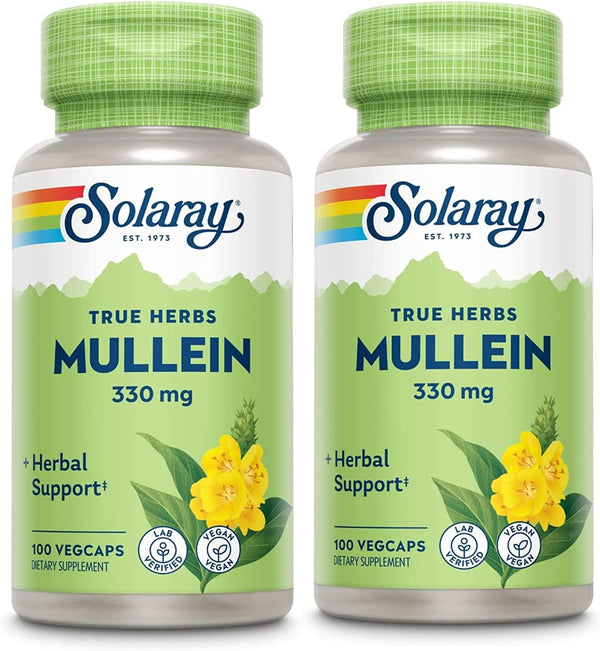 SOLARAY Mullein Leaf, Herbal Support for Healthy Respiratory Function, 330mg, Vegan, 100 Servings