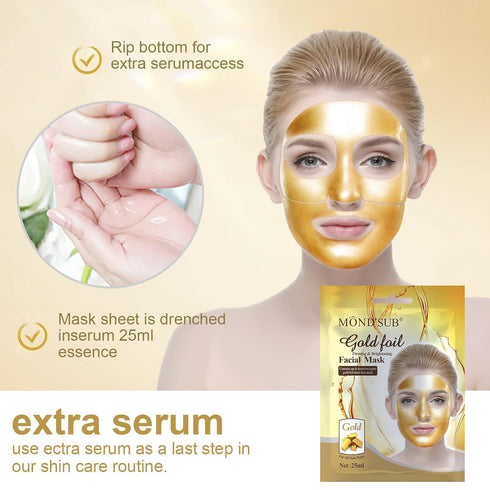 MOND'SUB 24K Gold Face Firming Mask, 6-Pcs Anti Aging, Brightening, Hydrating Facial Mask for Both Men & Women