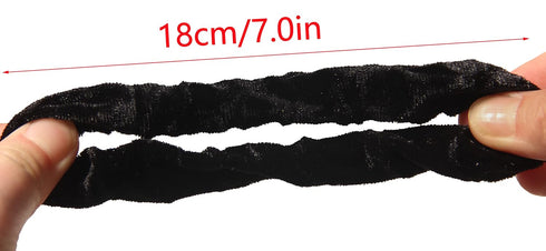 Pack of 10 Small Velvet Scrunchies - Mini Thin Elastic Hair Ties for Women Hair Accessories (Black)