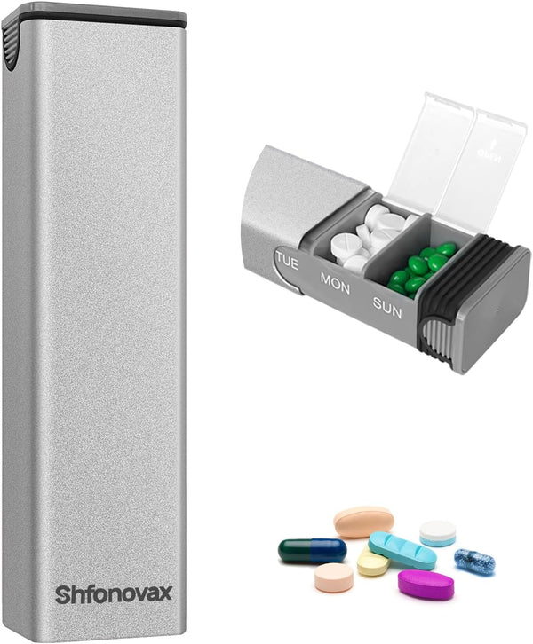 Shfonovax Weekly Metal Pill Organizer, Large Capacity 7 Day Travel Pill Organizer, Easy