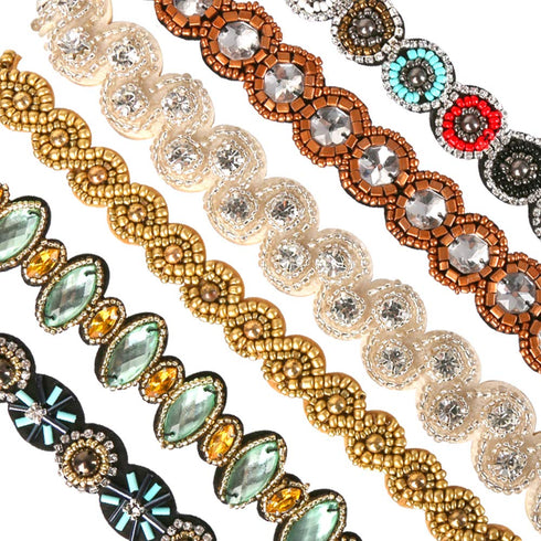 Teenitor 6pcs Rhinestone Beaded Headband, Multicolor Elastic Jewelry Hair Bands for Women & Girls
