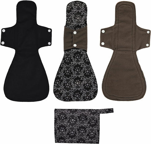 ReUseLife 4 Pack 16 Inch Cloth Menstrual Pads,Reusable Washable Overnight or Post Partum Absorbency Pads,Unscented