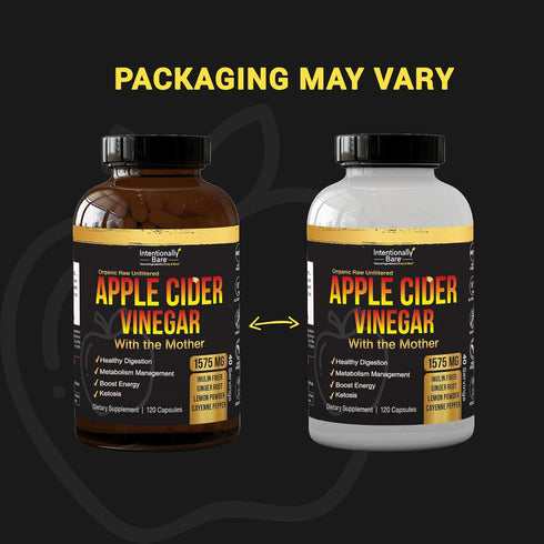 Immunity 120 Intentionally Bare Apple Cider Vinegar with Mother Capsules - ACV Capsules with Ginger, Lemon, Cayenne