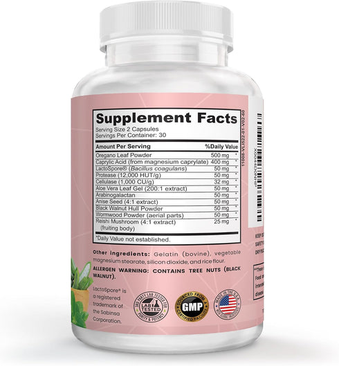 NUTRITION LABS BE BETTER Candida Cleanse Supplement for Balance & Support, Candidase Detox, Women & Men. Gut Health