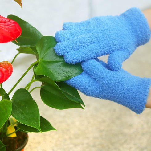 Evridwear Microfiber Plant Dusting Gloves - Reusable Leaf Cleaning Glove for Houseplants and Furniture