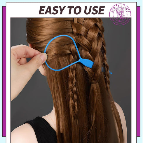 Teenitor 4pcs Pony Hair Tail Accessories - 2 Pairs French Braiding Tool, Turvy Styling Tool for Women Girls, Purple/Blue