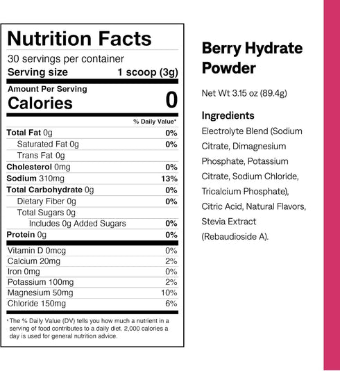 UCAN Hydrate Electrolyte Drink Mix (Berry, 30 Servings) Sugar-Free, Keto-Friendly, Vegan, Non-GMO, Gluten-Free