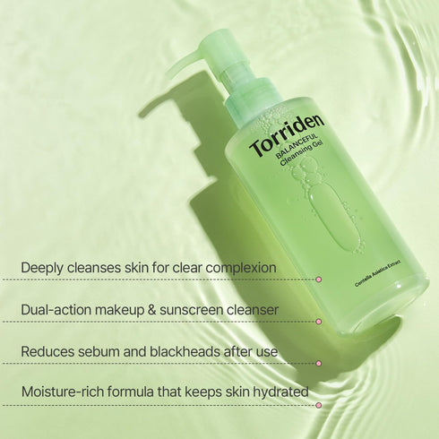 Torriden BALANCEFUL Cica Cleansing Gel 6.76 fl. oz., Daily Facial Cleanser with Centella Asiatica Extracts