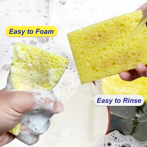 CELOX 6 Pack Lemon Printed Dual Sided Scrub Dish Sponges, Non-Scratch for Kitchen Cleaning, 4.5" x 2.8" x 0.8"
