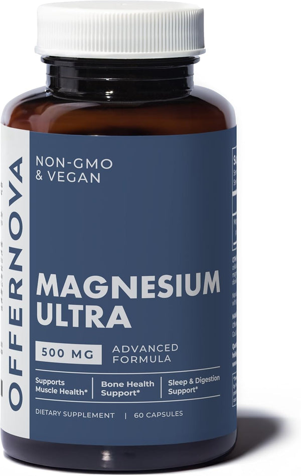 Magnesium Ultra, High Absorption 500mg Vegan Magnesium Citrate & Oxide Complex for Sleep & Muscle Health