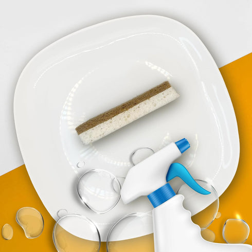 12PCS Natural Kitchen Sponges | Biodegradable Non-Scratch Cellulose and Coconut Fiber Sponge | Eco-Friendly for Dishes