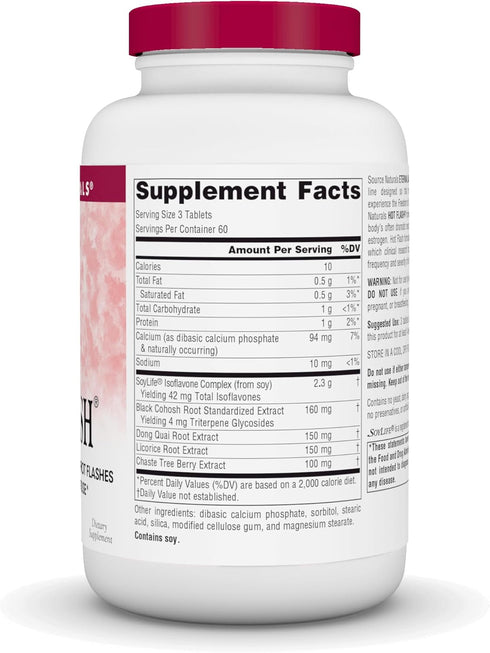 Source Naturals Hot Flash 180 Tablets - Non-GMO Soy, Helps Reduce Hot Flashes, 60 Day Supply