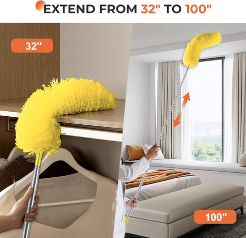 Dusters for Cleaning High Ceiling Fan: Newliton Microfiber Feather Duster with 30'' to 100'' Telescoping Extension Pole