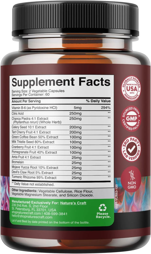 Herbal Uric Acid Cleanse and Detox - Essential Daily Kidney Cleanse and Uric Acid Support for Adults – Joint Support Supplement and Detox Cleanse with Tart Cherry Extract Capsules for Men and Women