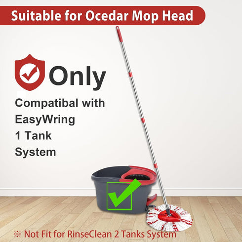 Spin Mop Replacement Head, Base, Handle Compatible with Ocedar EasyWring 1-Tank Microfiber Spin Mop Set
