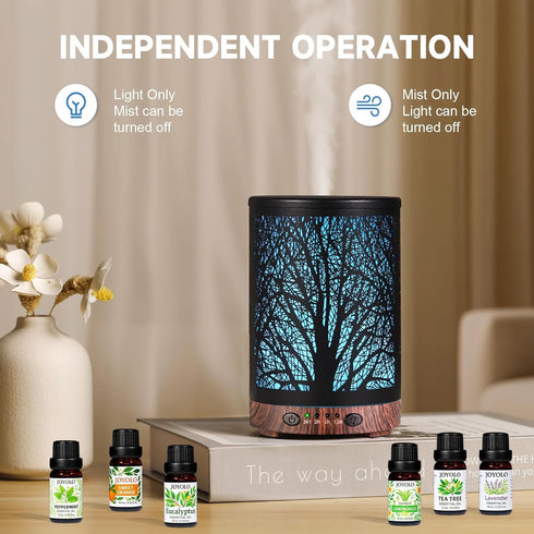 Set, 7 6 Pack Oil Diffuser with Essential Oils Aromatherapy Diffuser with Color Lights and Auto Shut-Off, Cool Mist